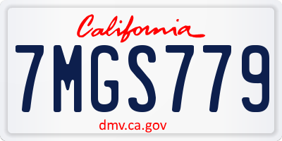 CA license plate 7MGS779
