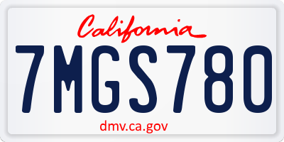 CA license plate 7MGS780