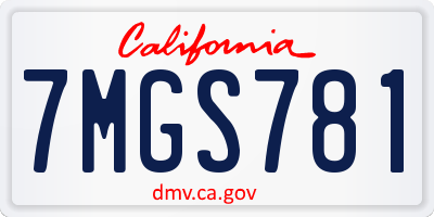 CA license plate 7MGS781