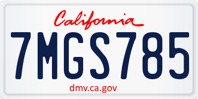 CA license plate 7MGS785