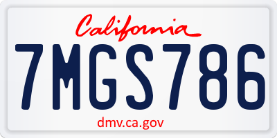 CA license plate 7MGS786