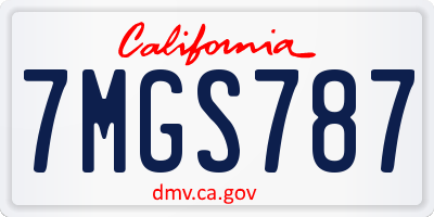 CA license plate 7MGS787