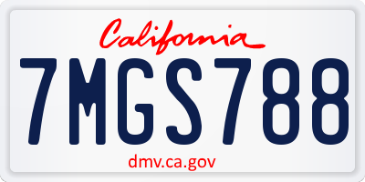 CA license plate 7MGS788