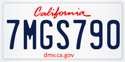CA license plate 7MGS790
