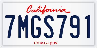 CA license plate 7MGS791