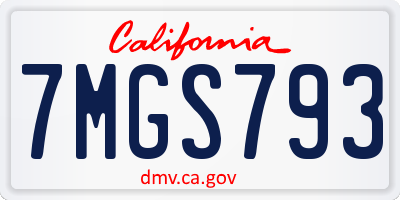 CA license plate 7MGS793