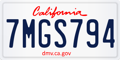 CA license plate 7MGS794