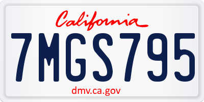 CA license plate 7MGS795