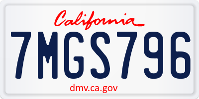 CA license plate 7MGS796