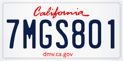 CA license plate 7MGS801