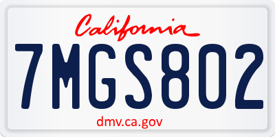 CA license plate 7MGS802