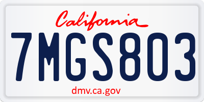 CA license plate 7MGS803