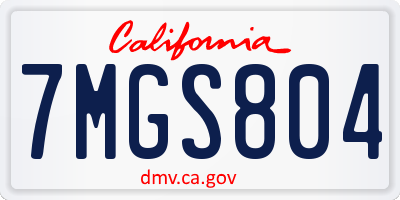 CA license plate 7MGS804