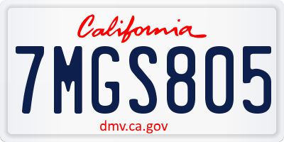 CA license plate 7MGS805