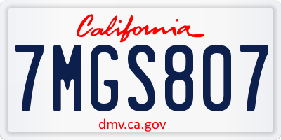 CA license plate 7MGS807