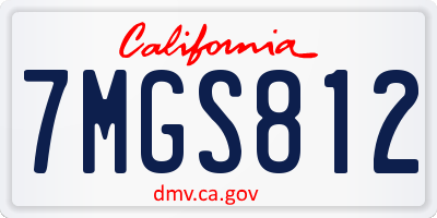 CA license plate 7MGS812