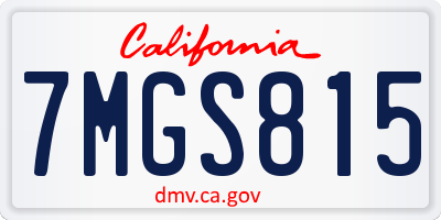 CA license plate 7MGS815