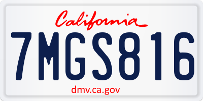 CA license plate 7MGS816