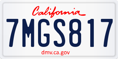 CA license plate 7MGS817