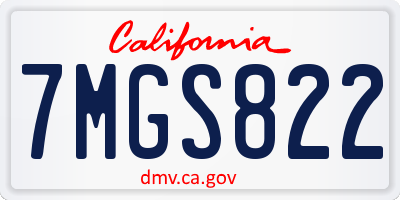 CA license plate 7MGS822