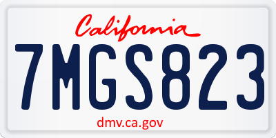 CA license plate 7MGS823