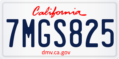CA license plate 7MGS825