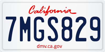 CA license plate 7MGS829
