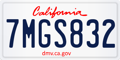 CA license plate 7MGS832