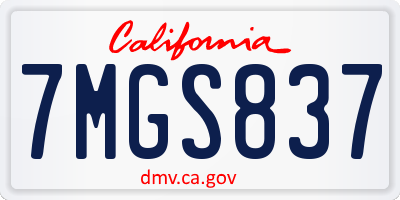 CA license plate 7MGS837