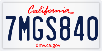 CA license plate 7MGS840