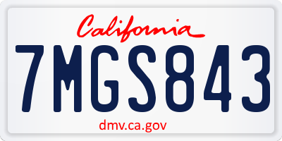CA license plate 7MGS843