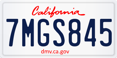 CA license plate 7MGS845