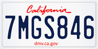 CA license plate 7MGS846