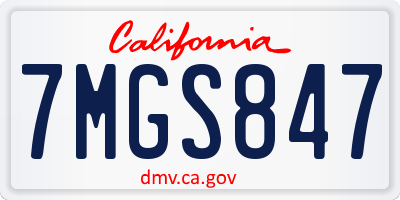 CA license plate 7MGS847