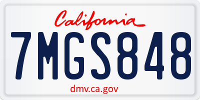 CA license plate 7MGS848