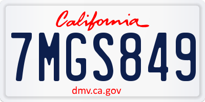 CA license plate 7MGS849