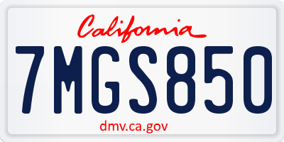 CA license plate 7MGS850