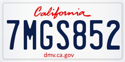 CA license plate 7MGS852