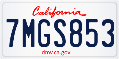 CA license plate 7MGS853