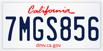 CA license plate 7MGS856