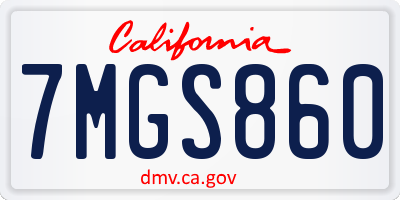 CA license plate 7MGS860