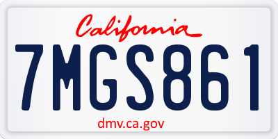 CA license plate 7MGS861