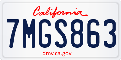 CA license plate 7MGS863