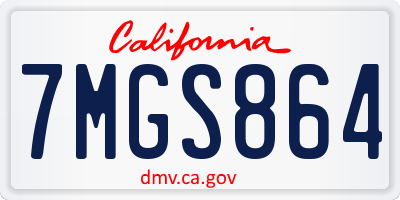 CA license plate 7MGS864