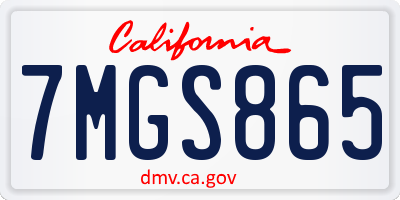 CA license plate 7MGS865