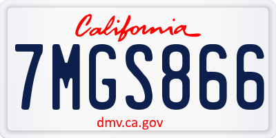 CA license plate 7MGS866