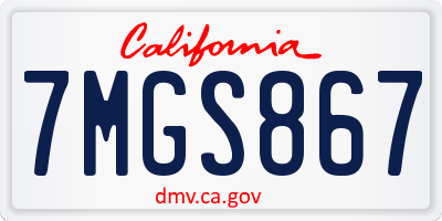 CA license plate 7MGS867