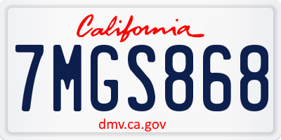 CA license plate 7MGS868