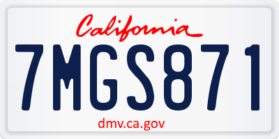CA license plate 7MGS871