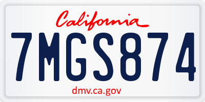 CA license plate 7MGS874